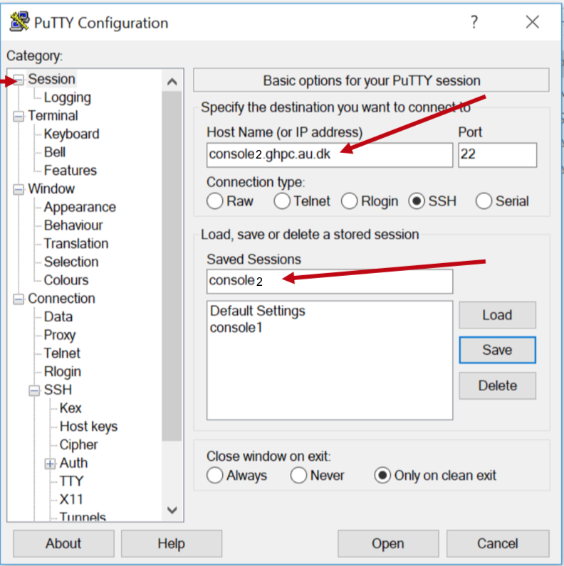 Connecting to console2