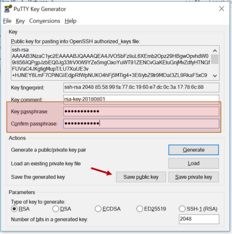 SSH pubkey save